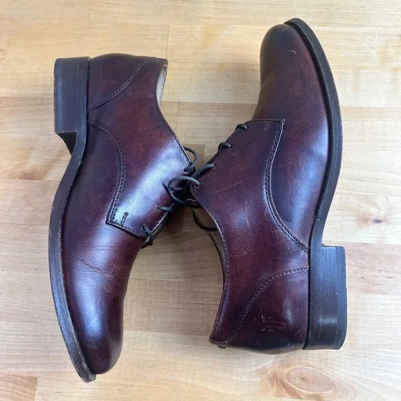Frye Oxford Dark Brown Leather Melissa Lace Up Derby Shoes Womens Size 6 - Picture 8 of 10